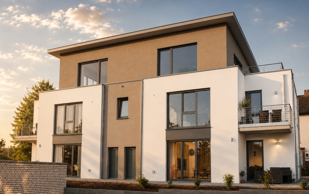 Moderne Altersvorsorge im Bauhausstil Rückseite